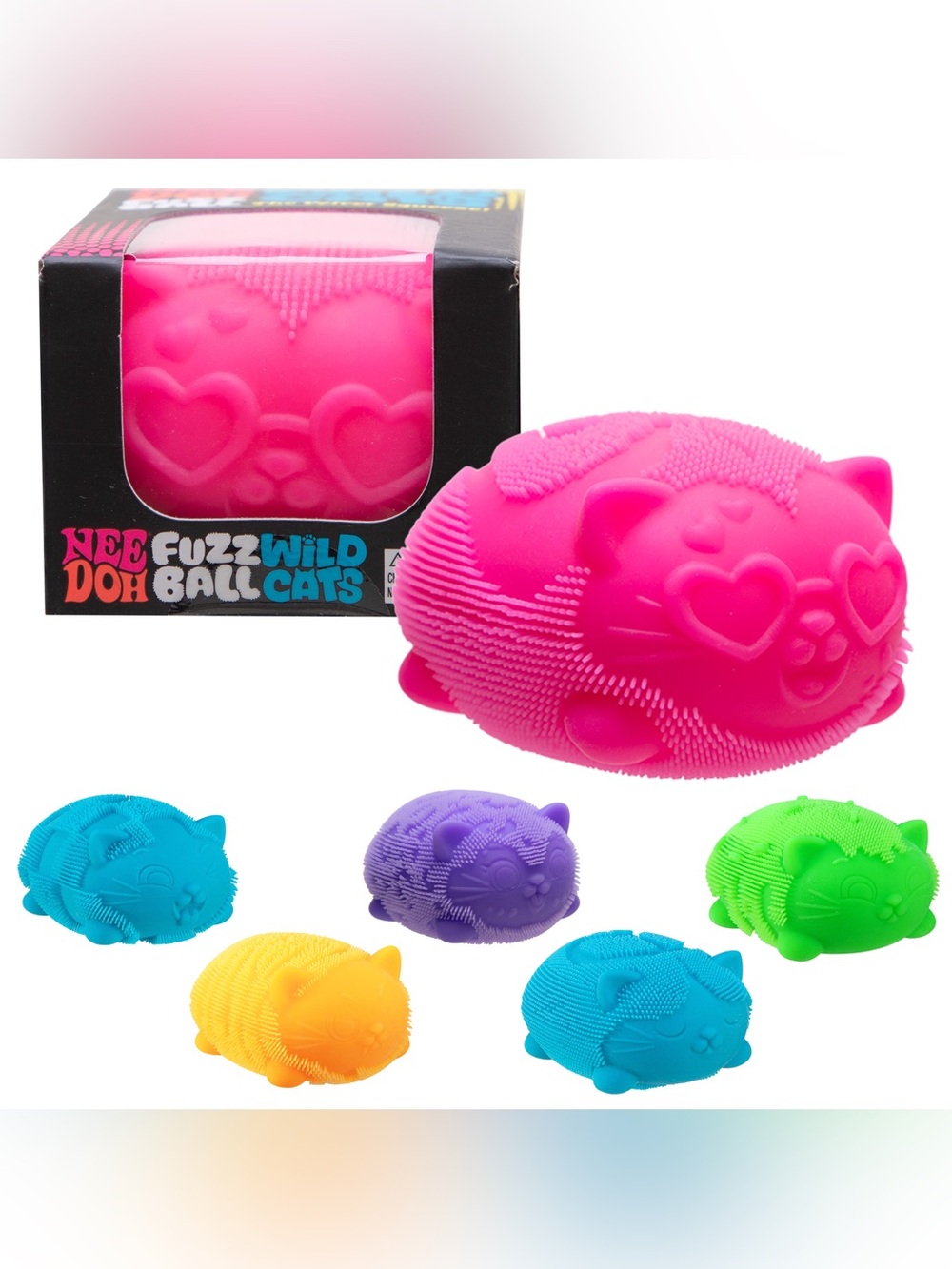 ๐ RARE NeeDoh Wild Cat Fuzz Ball Pink Heart Squishy Squeeze NEW SHIPS TODAY! - Picture 4 of 10